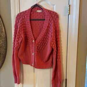 Altar'd State Coral Knit Cardigan Sweater
